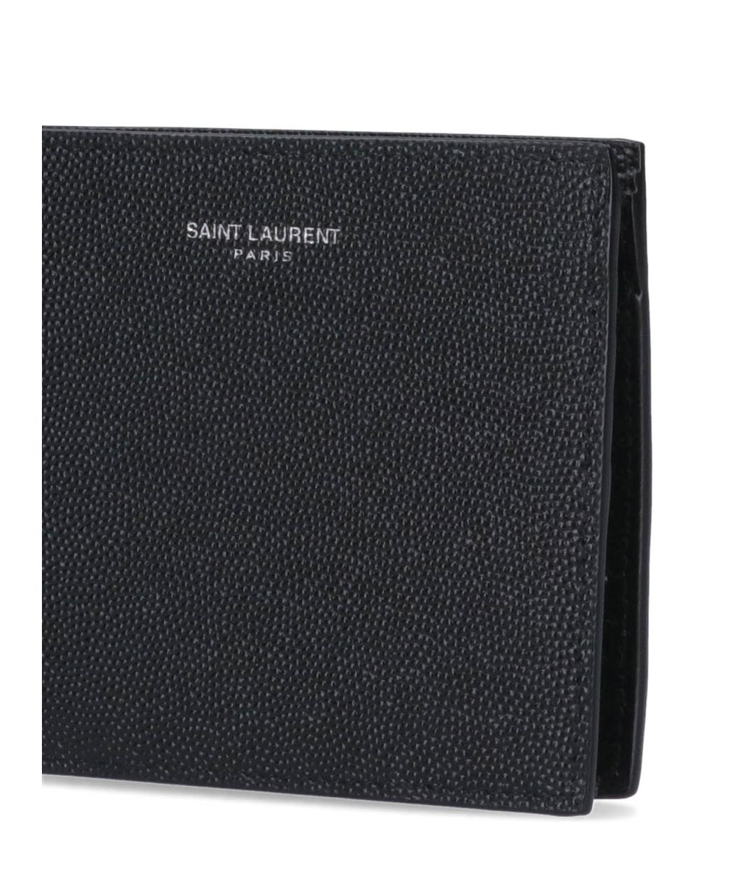SAINT LAURENT Черный кожаный кошелек, фото 5