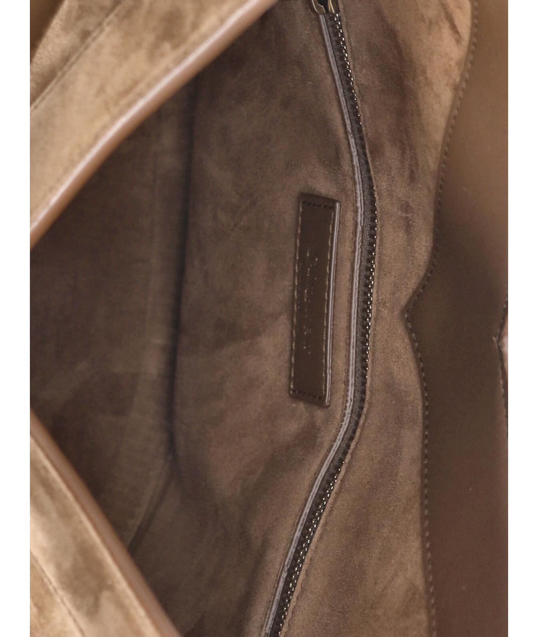 SAINT LAURENT Коричневая замшевая сумка тоут, фото 4