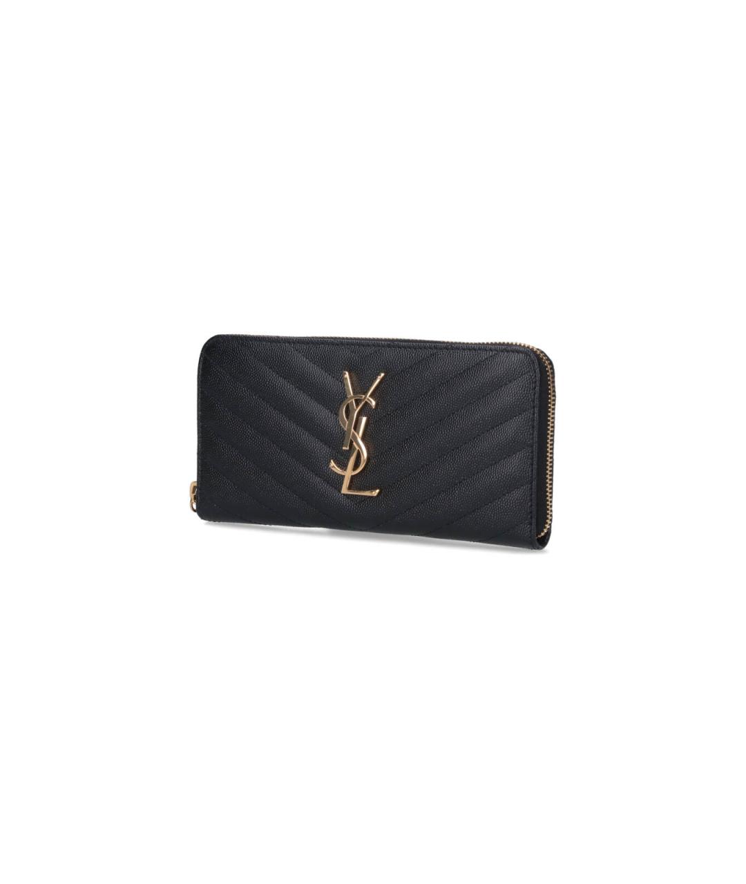 SAINT LAURENT Черный кожаный кошелек, фото 2