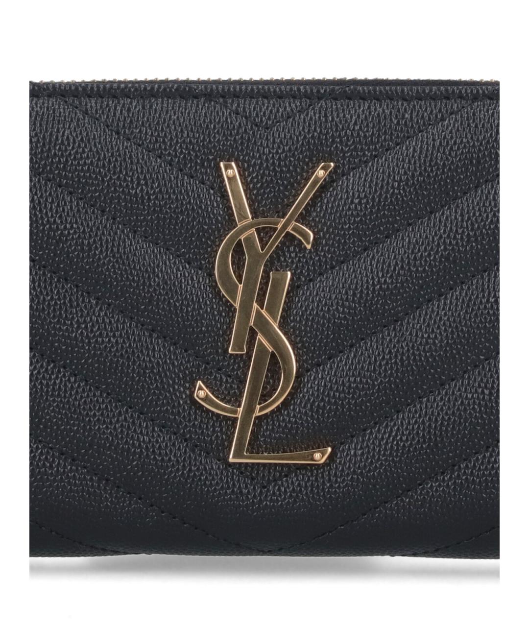 SAINT LAURENT Черный кожаный кошелек, фото 4