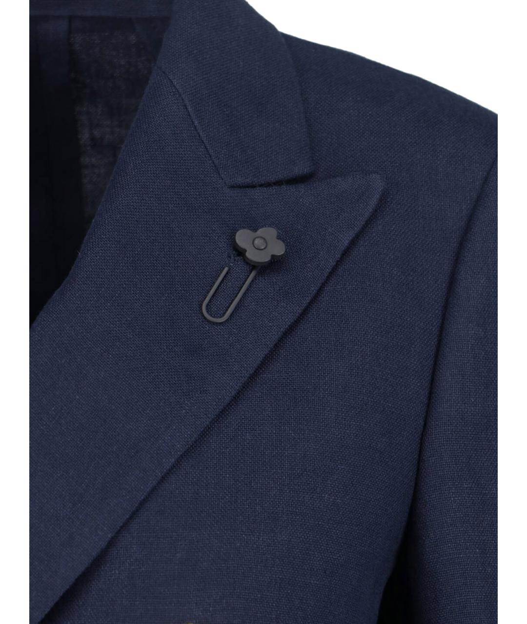 LARDINI Синий льняной жакет/пиджак, фото 4