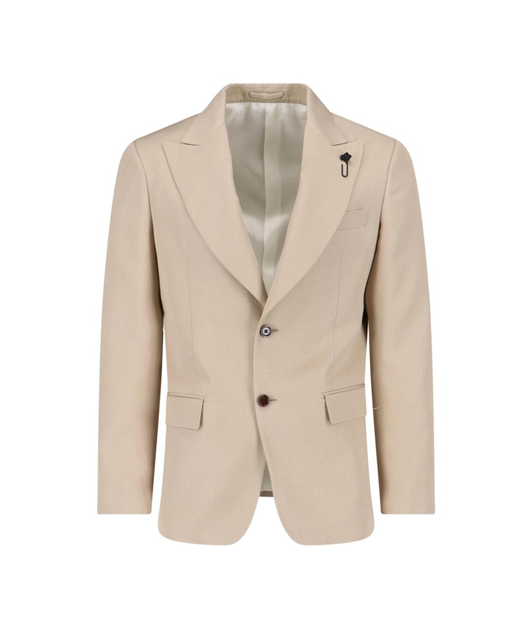 LARDINI Бежевый вискозный пиджак, фото 1