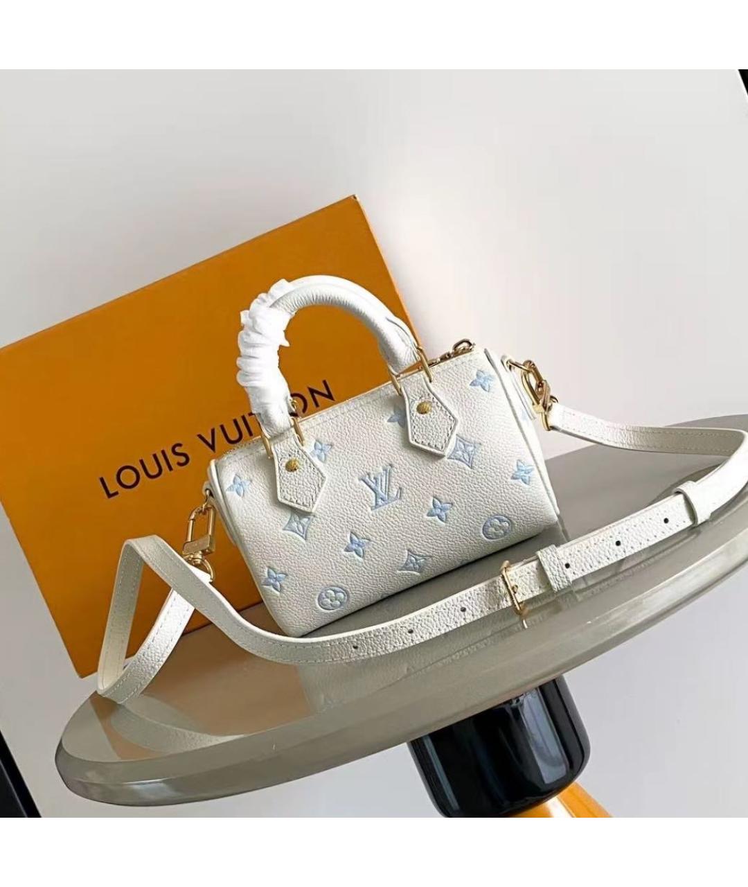 LOUIS VUITTON Белая кожаная сумка с короткими ручками, фото 3