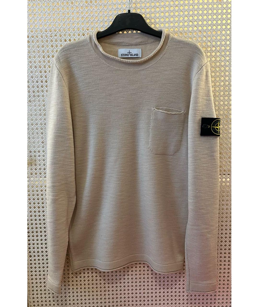 STONE ISLAND Бежевая шерстяная водолазка, фото 5