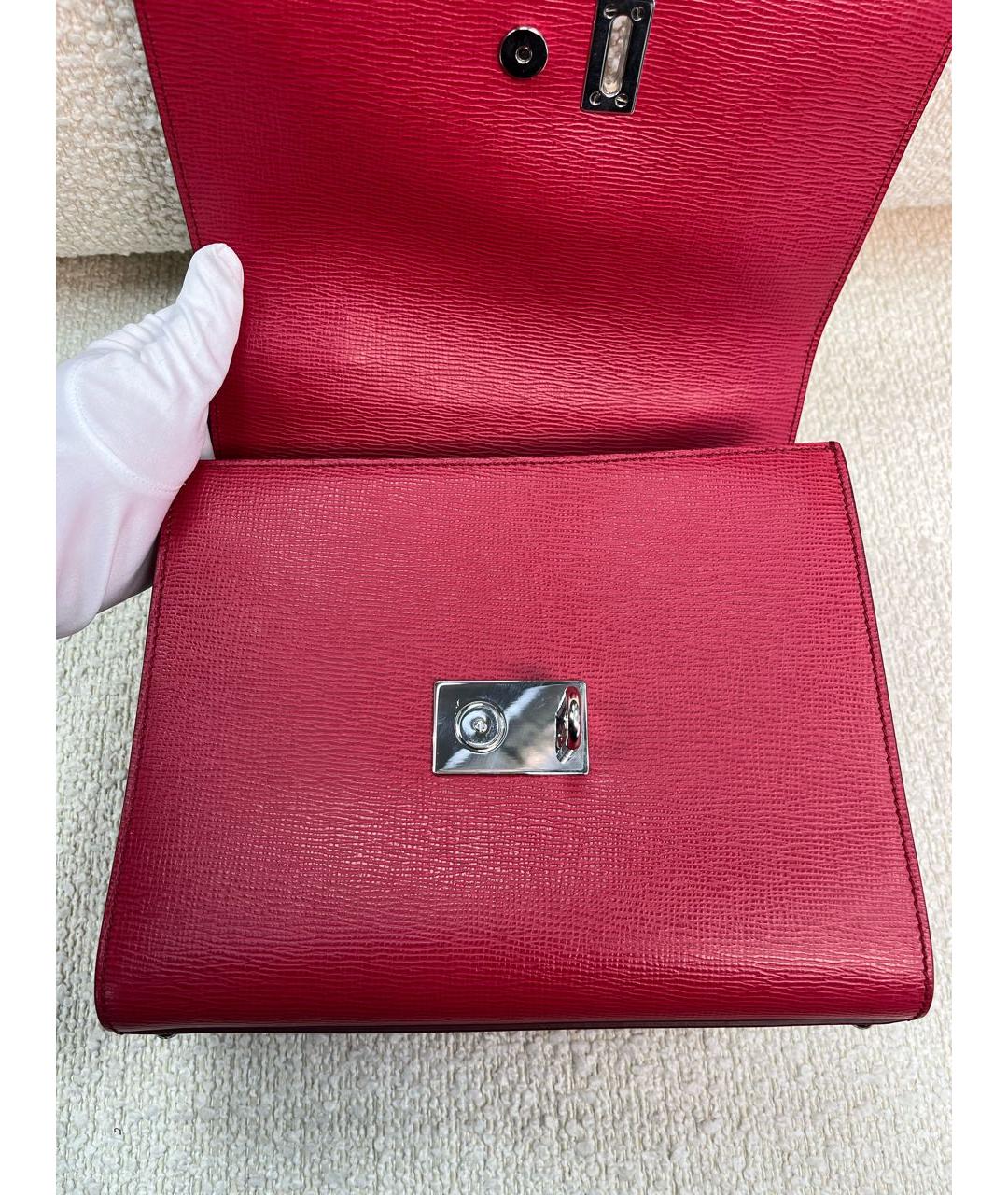 DOLCE&GABBANA Красная кожаная сумка с короткими ручками, фото 6