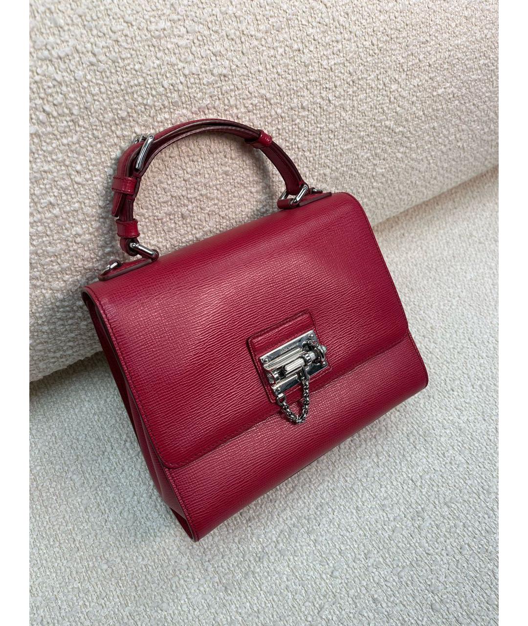 DOLCE&GABBANA Красная кожаная сумка с короткими ручками, фото 2