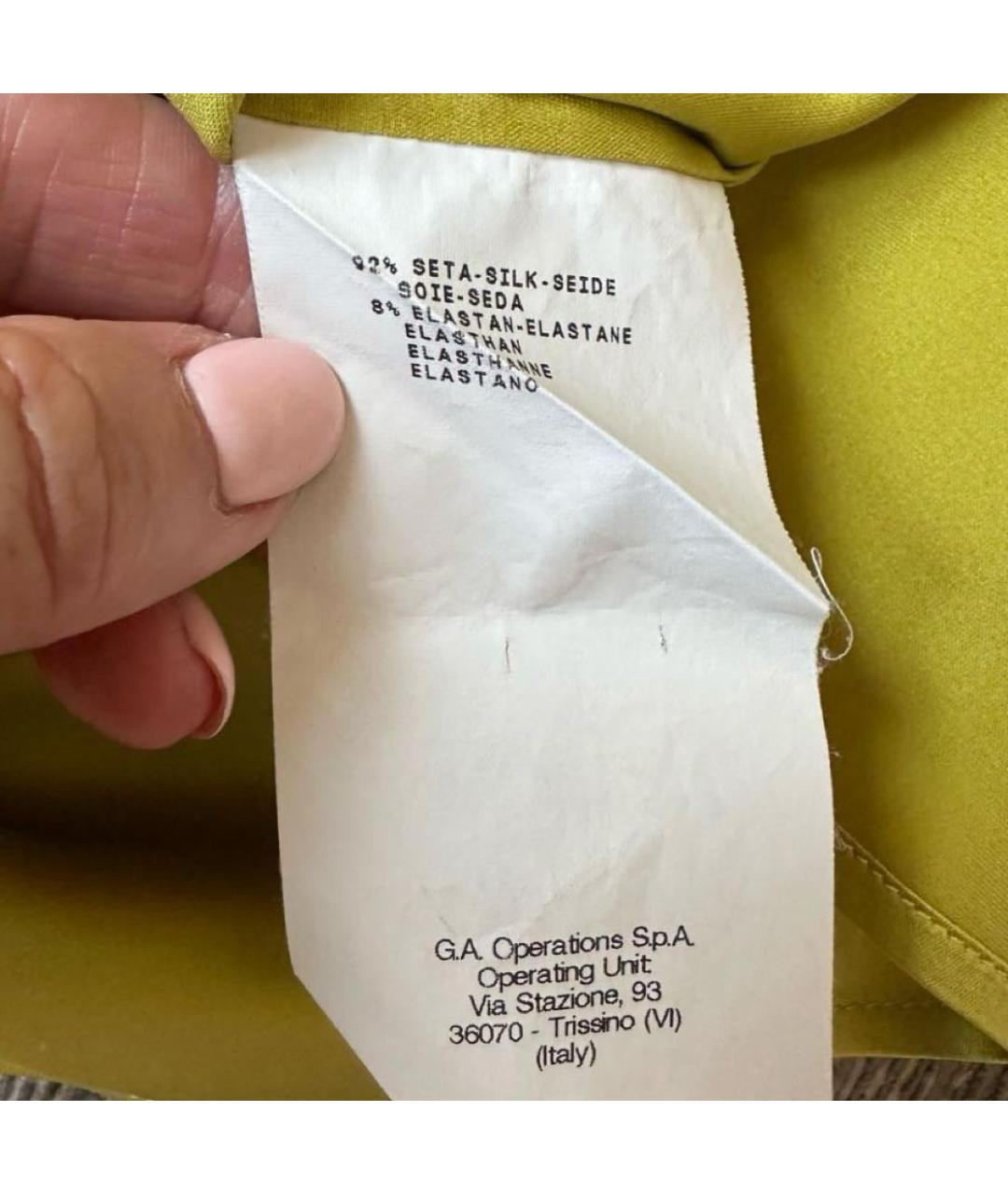 ARMANI COLLEZIONI Горчичная шелковая блузы, фото 5