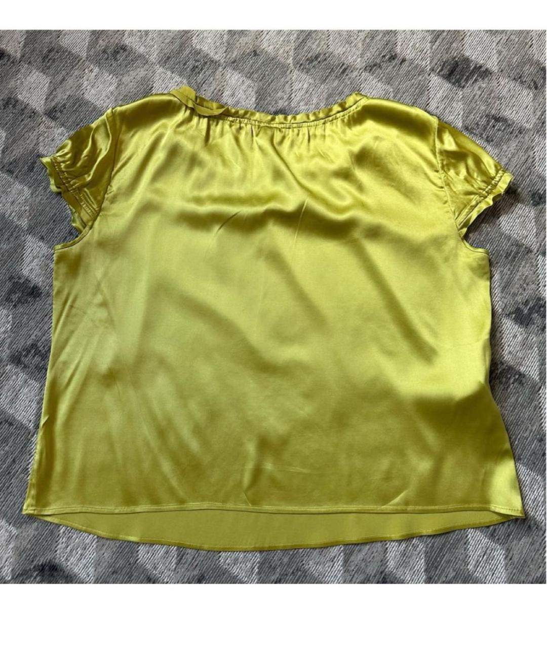ARMANI COLLEZIONI Горчичная шелковая блузы, фото 2