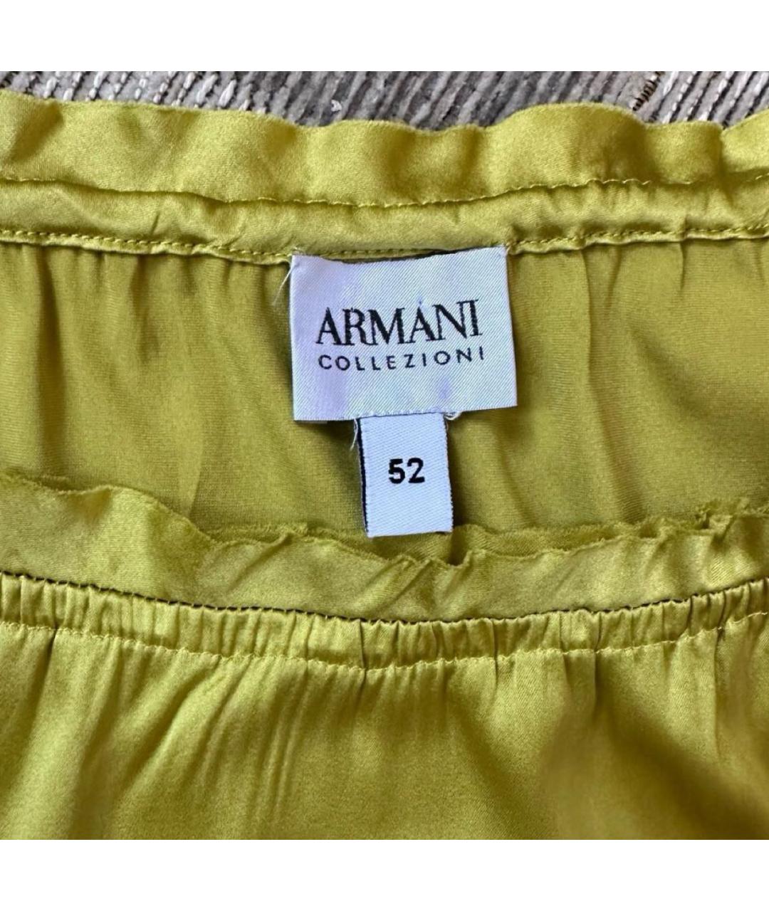 ARMANI COLLEZIONI Горчичная шелковая блузы, фото 3