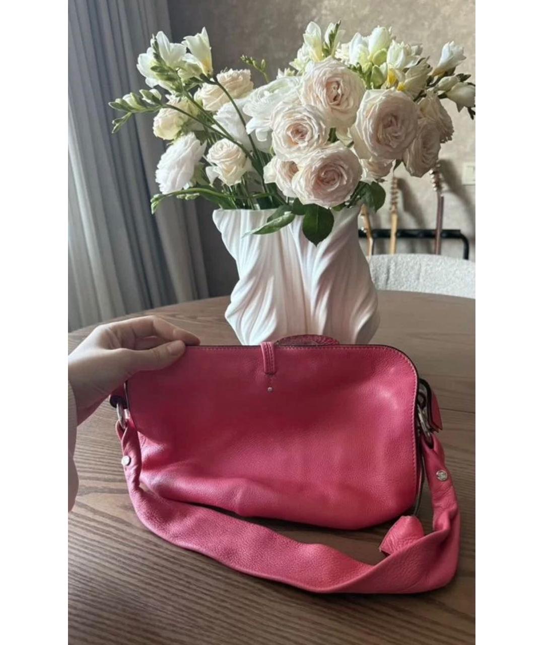 CELINE Розовая кожаная сумка с короткими ручками, фото 4