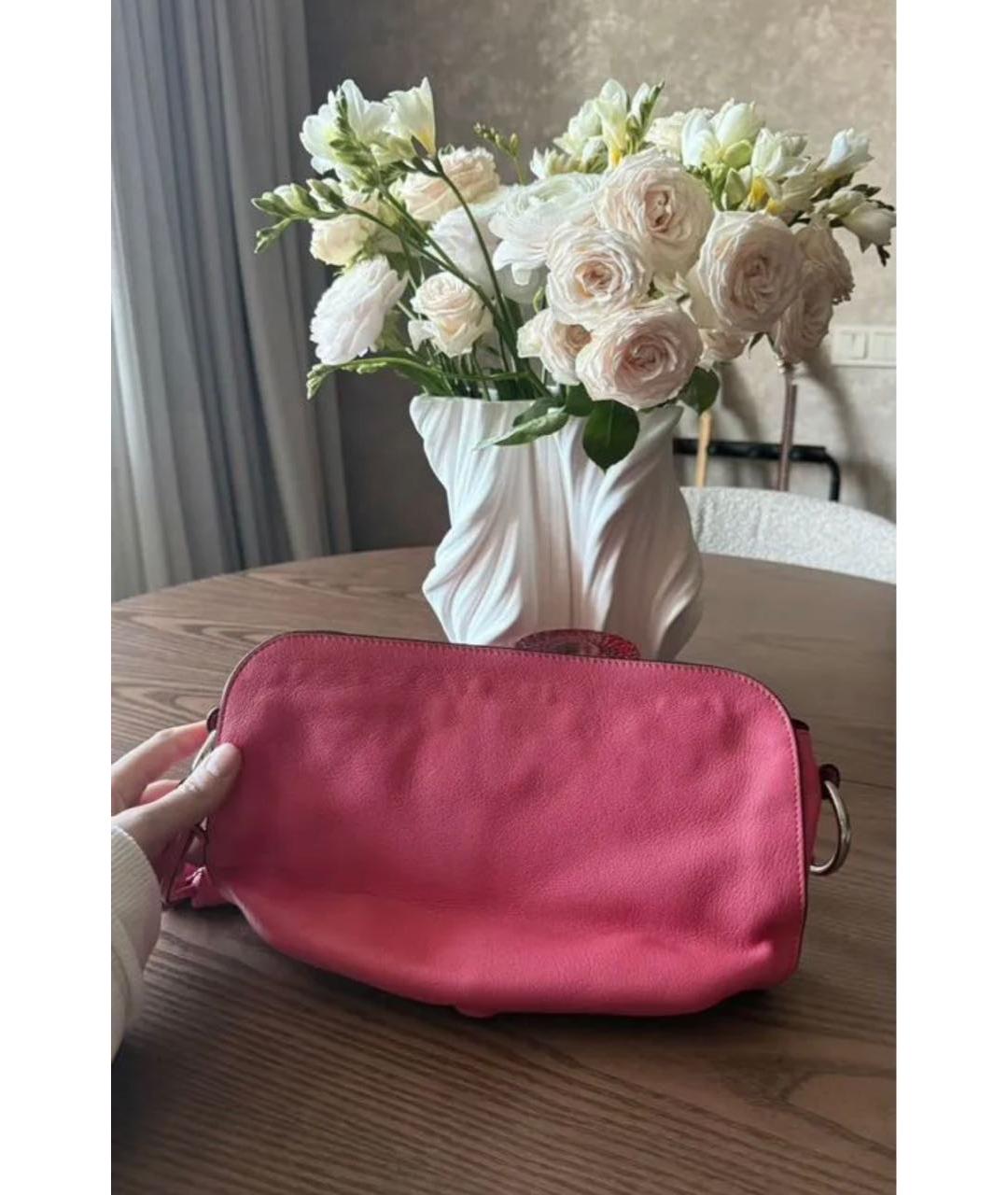 CELINE Розовая кожаная сумка с короткими ручками, фото 5