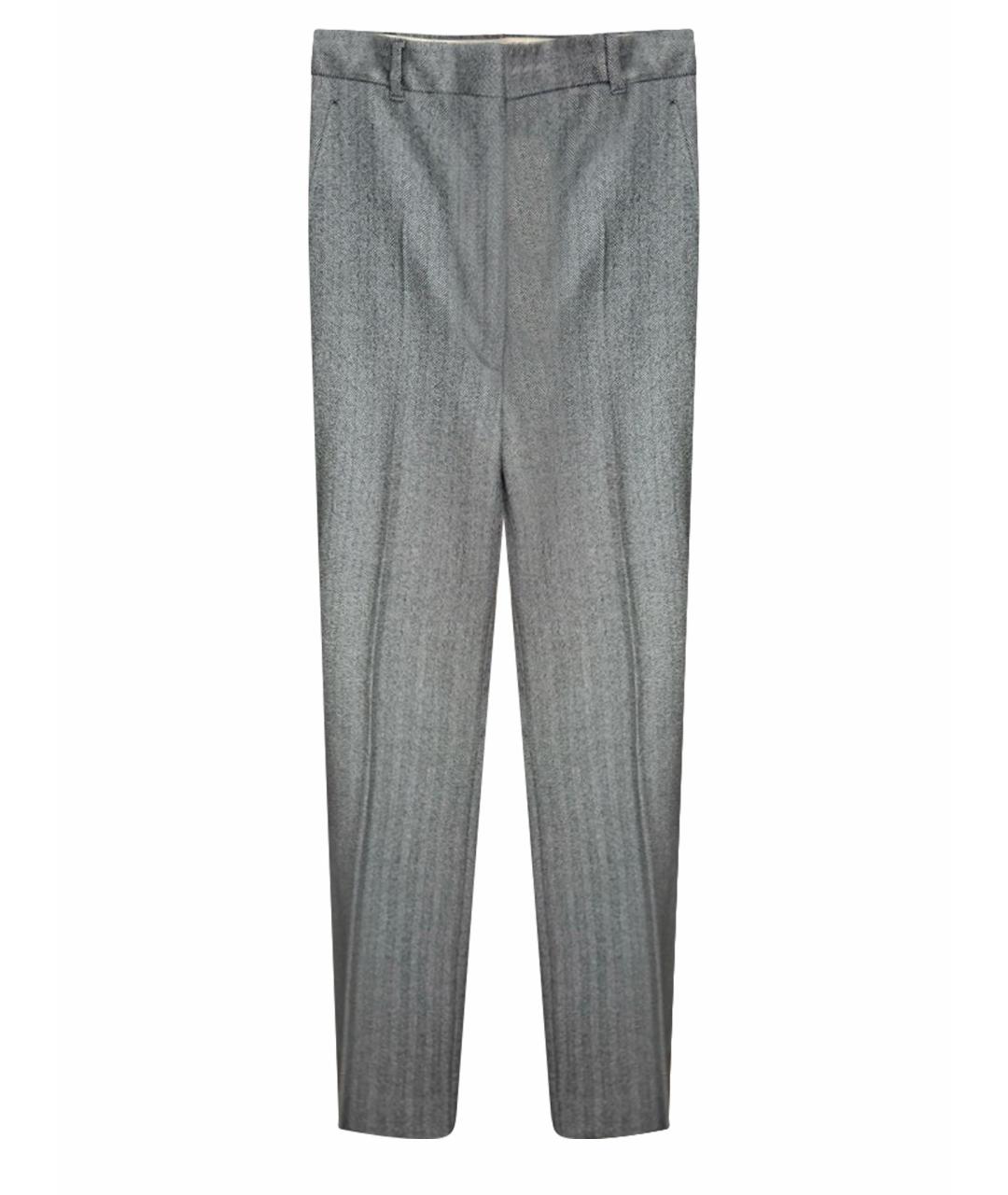 MAX MARA STUDIO Серые шерстяные прямые брюки, фото 1