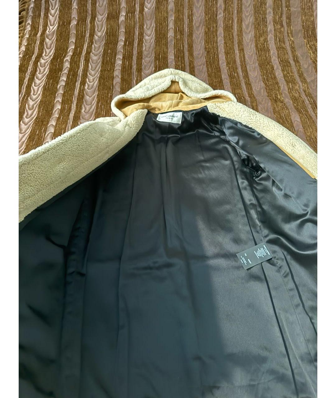 SAINT LAURENT Бежевая меховая дубленка, фото 3