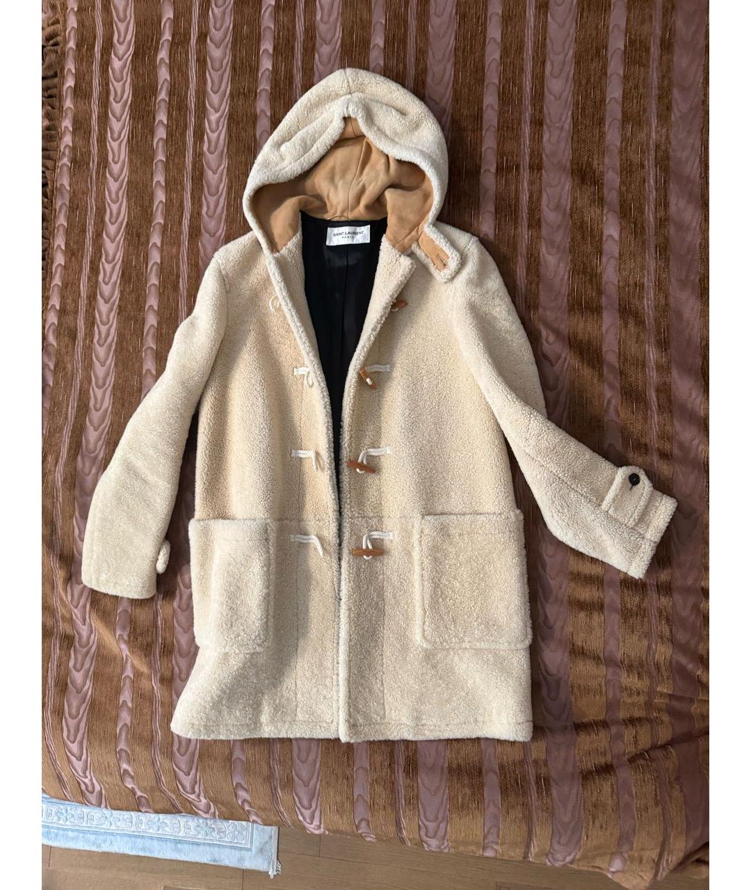 SAINT LAURENT Бежевая меховая дубленка, фото 5