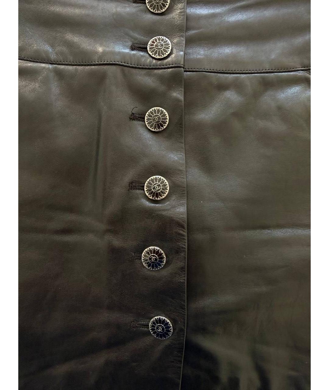 CHANEL Черная кожаная юбка мини, фото 4