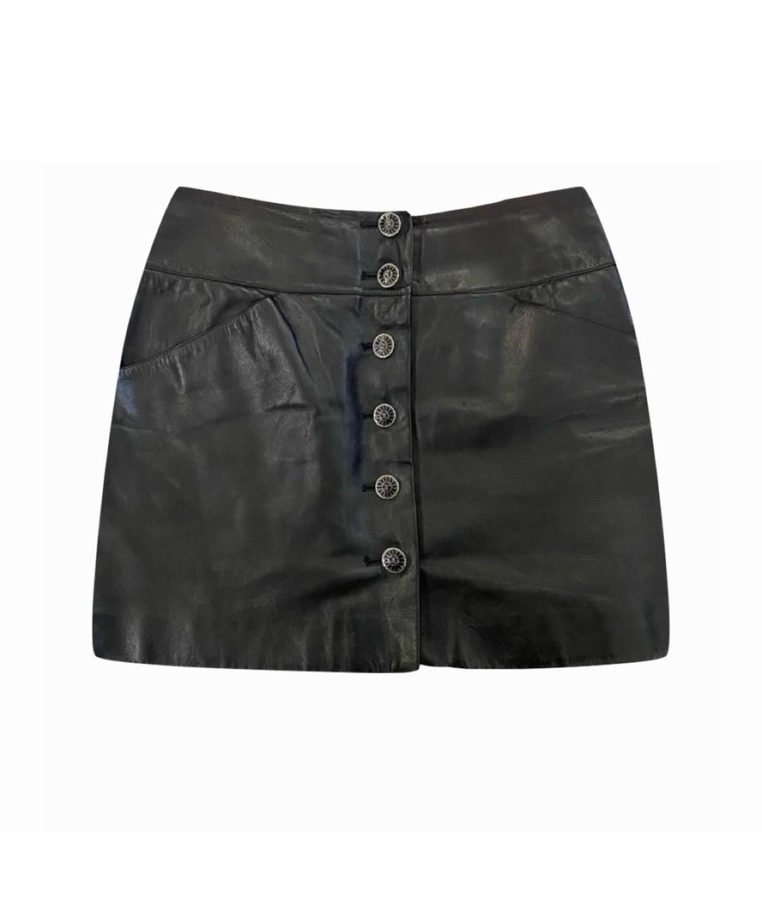 CHANEL Черная кожаная юбка мини, фото 9