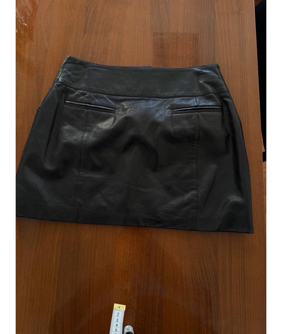 CHANEL Черная кожаная юбка мини, фото 3