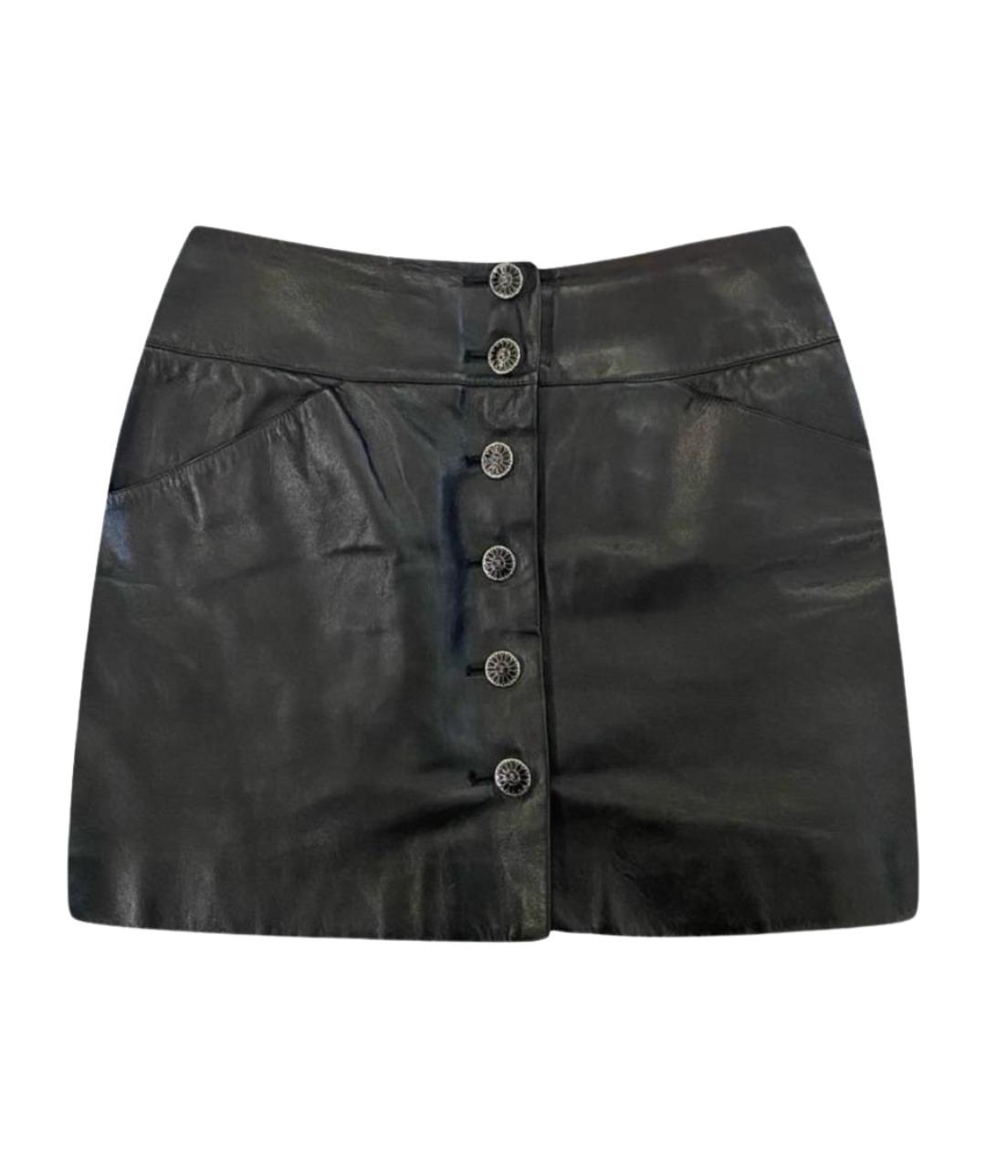 CHANEL Черная кожаная юбка мини, фото 1