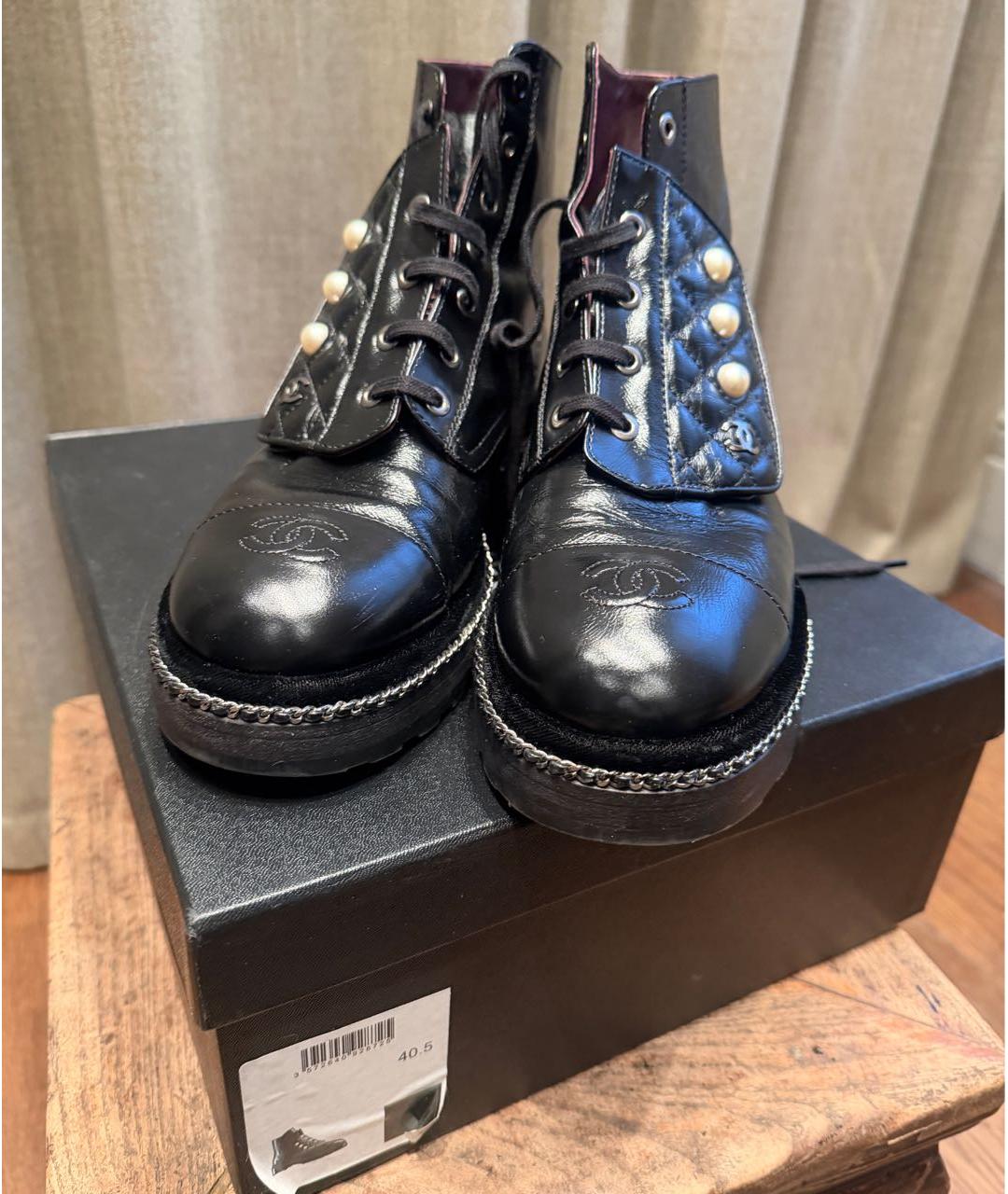 CHANEL Черные кожаные ботинки, фото 3