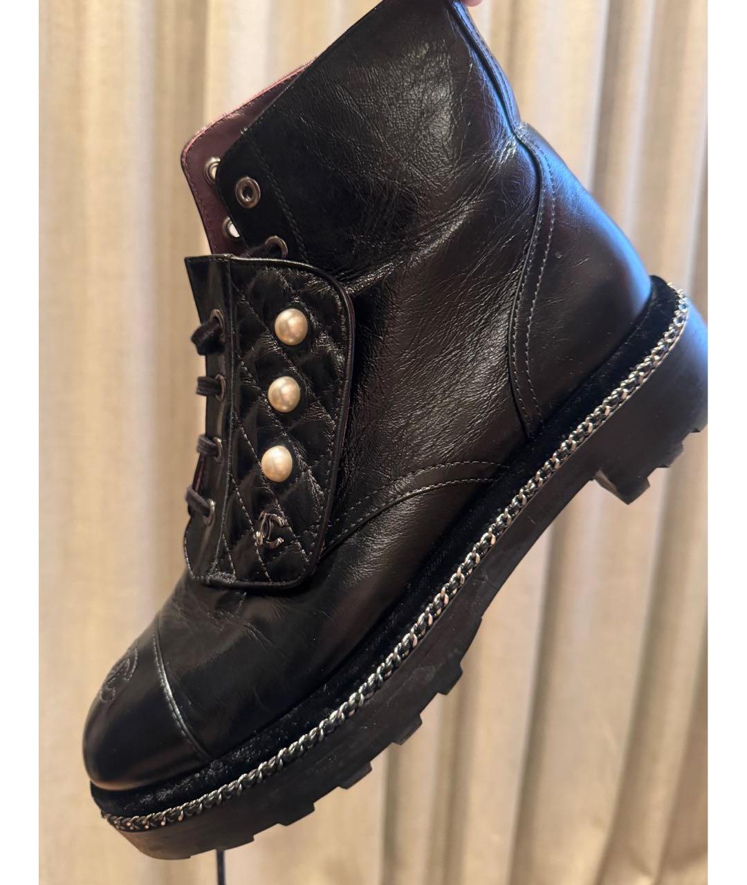 CHANEL Черные кожаные ботинки, фото 2