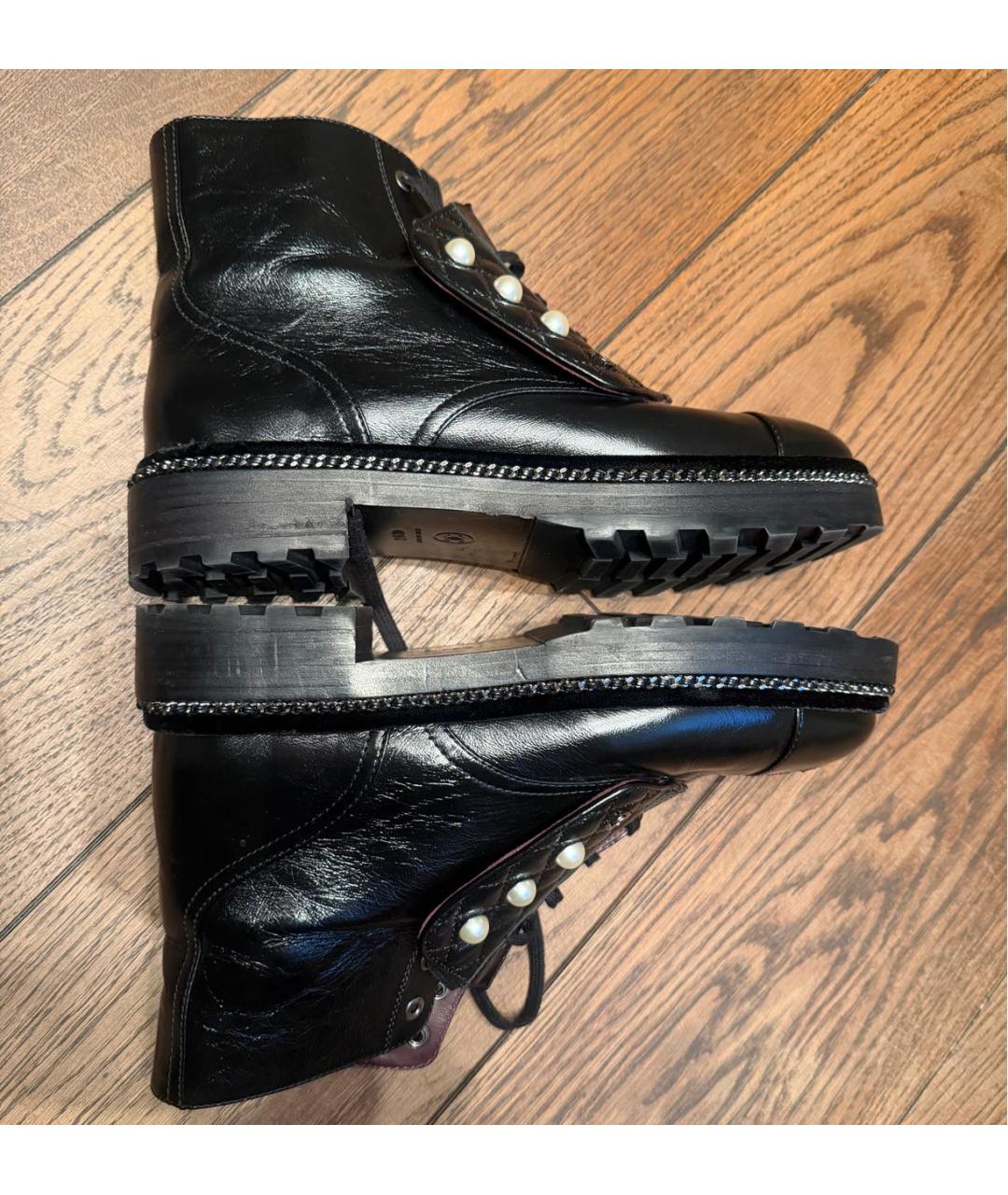 CHANEL Черные кожаные ботинки, фото 4
