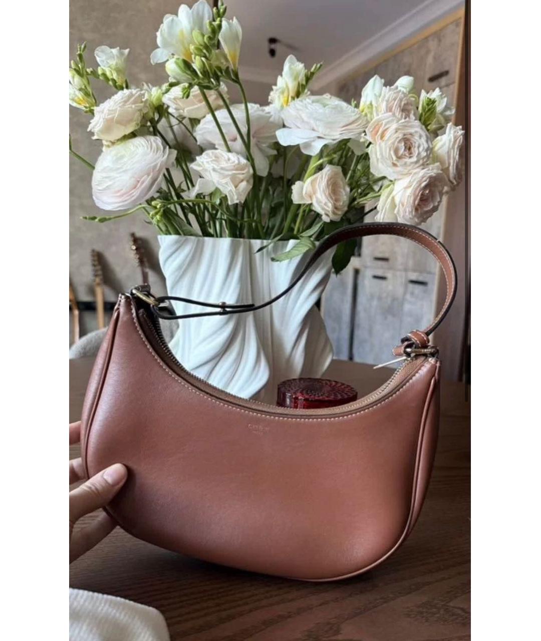 CELINE Коричневая кожаная сумка с короткими ручками, фото 4