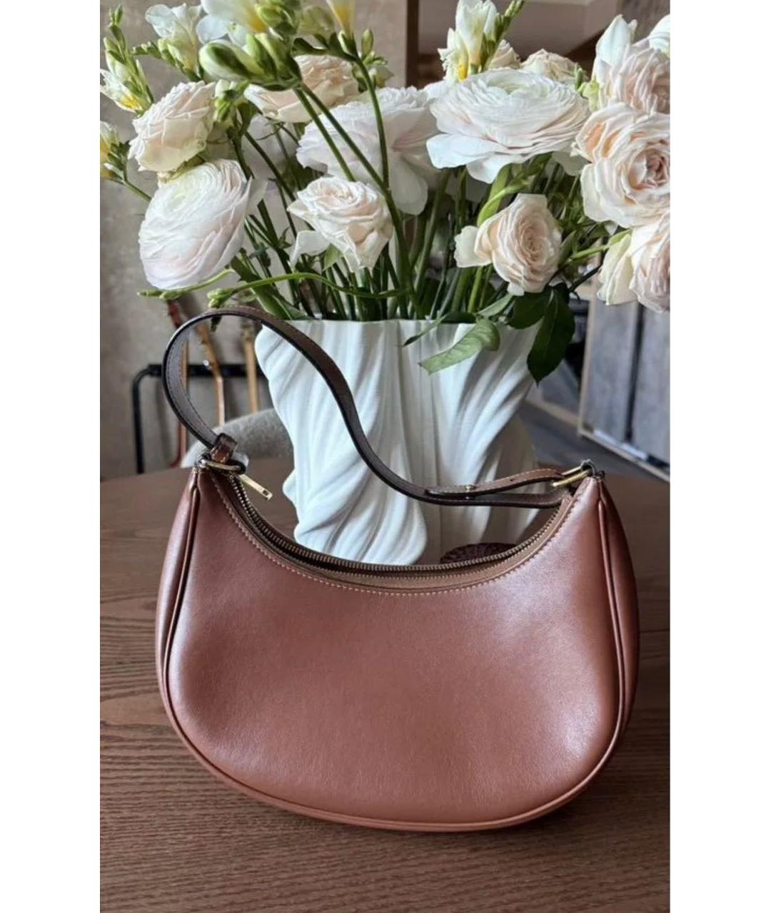 CELINE Коричневая кожаная сумка с короткими ручками, фото 2