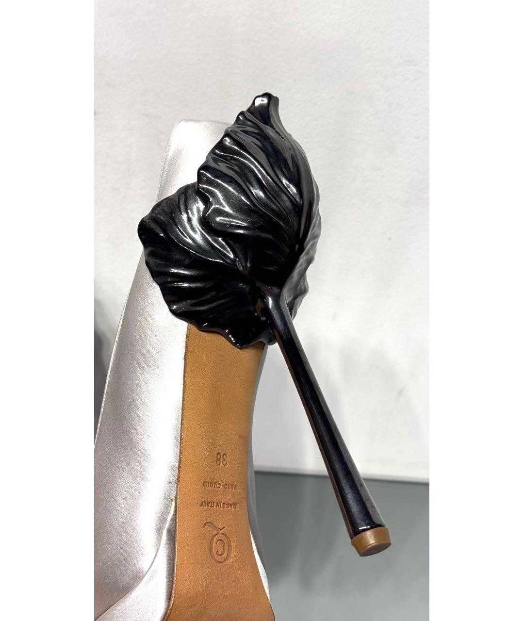 ALEXANDER MCQUEEN Серебряные текстильные туфли, фото 3