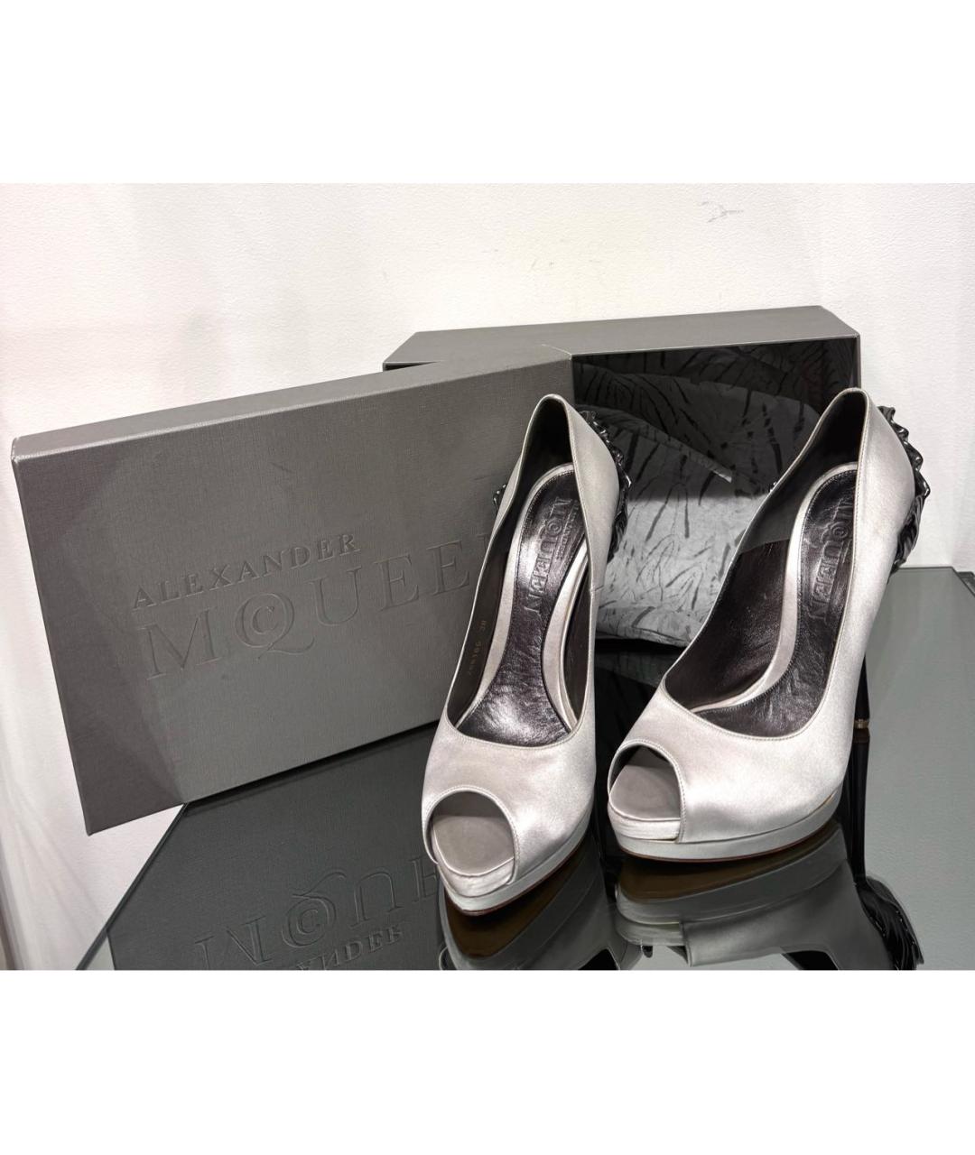 ALEXANDER MCQUEEN Серебряные текстильные туфли, фото 7