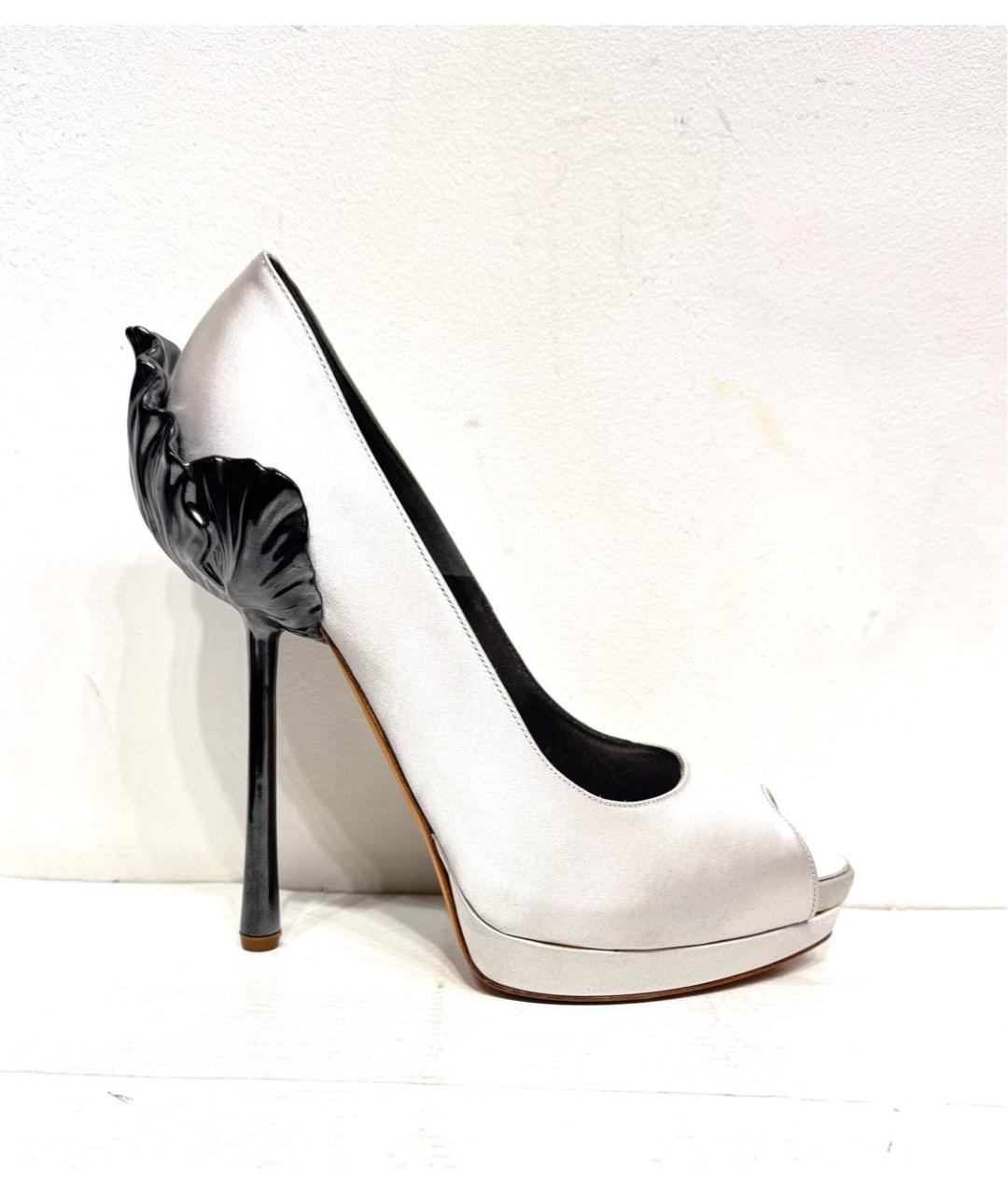 ALEXANDER MCQUEEN Серебряные текстильные туфли, фото 9