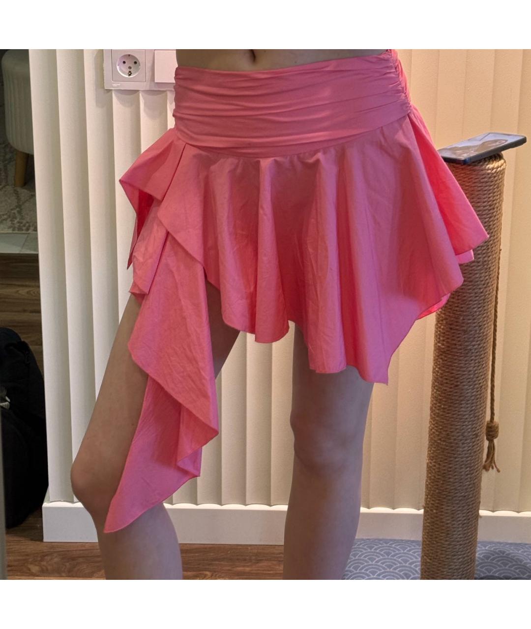THE ATTICO Розовая хлопковая юбка мини, фото 6