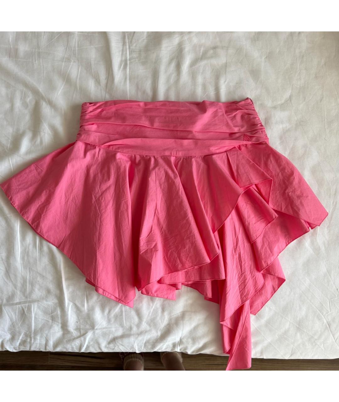 THE ATTICO Розовая хлопковая юбка мини, фото 8