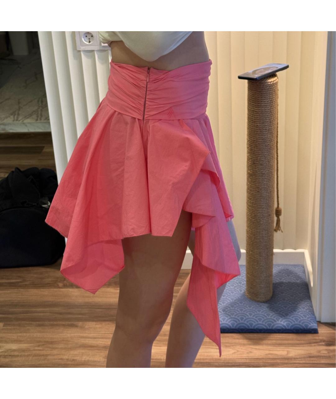 THE ATTICO Розовая хлопковая юбка мини, фото 7