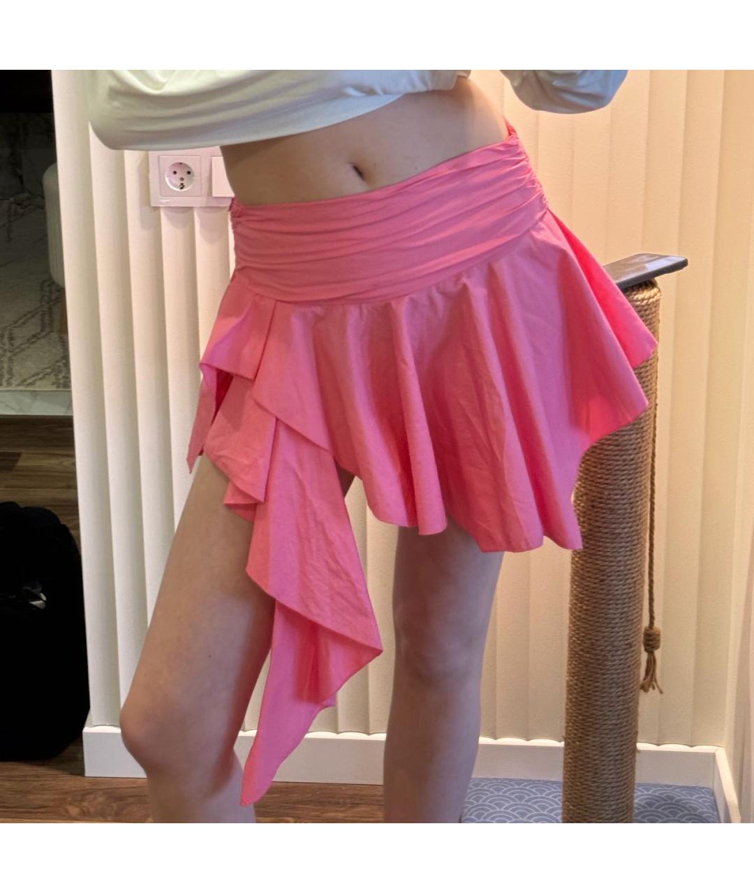 THE ATTICO Розовая хлопковая юбка мини, фото 5