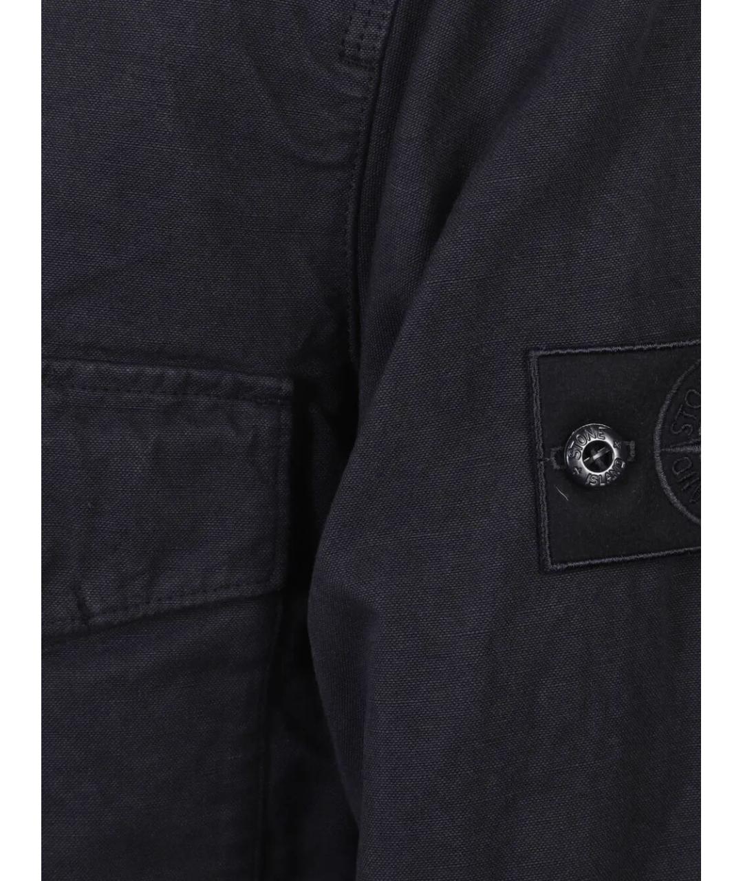 STONE ISLAND Темно-синяя хлопковая кэжуал рубашка, фото 3