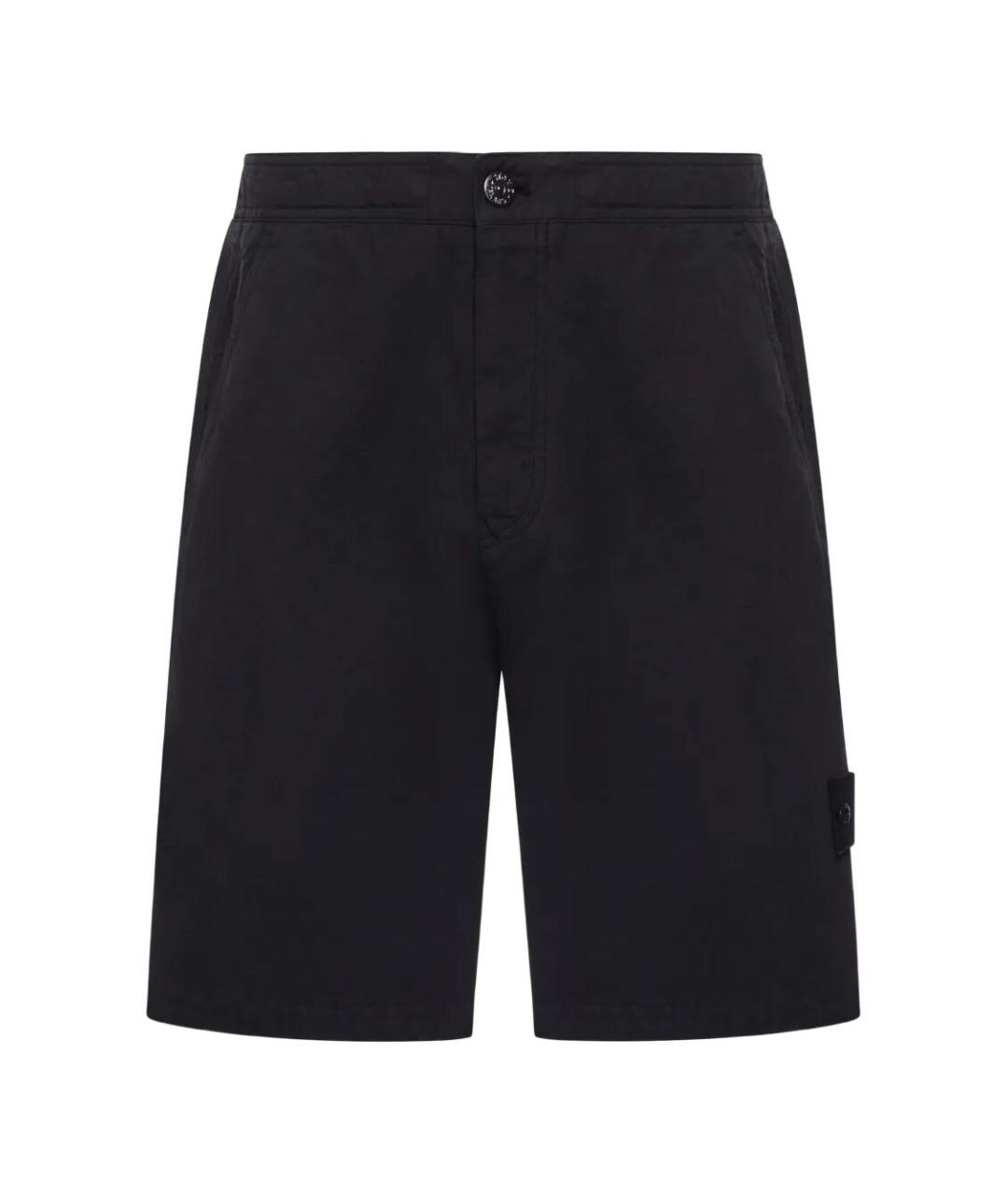 STONE ISLAND Черные хлопковые шорты, фото 1