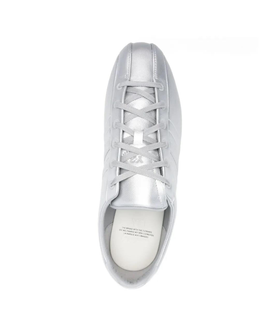 Y-3 Серебряные кожаные низкие кроссовки / кеды, фото 4