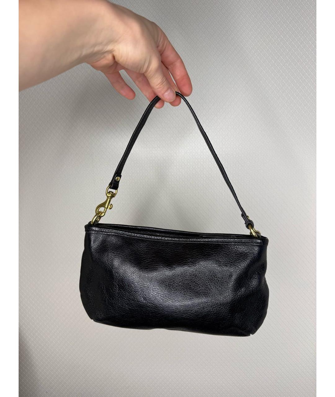 COACH Черная кожаная сумка с короткими ручками, фото 6