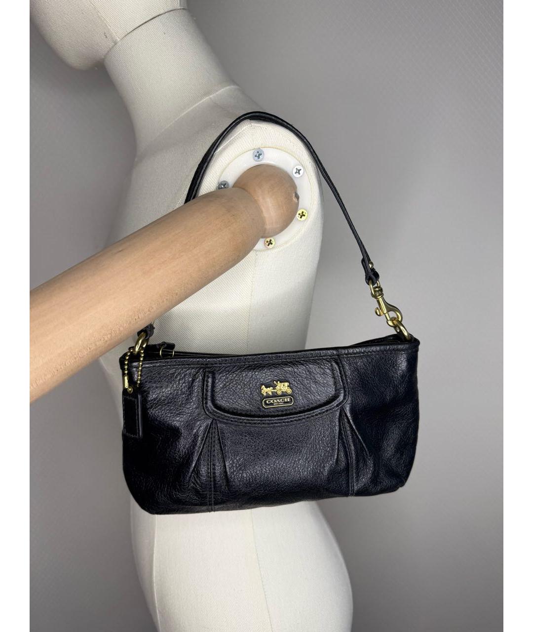 COACH Черная кожаная сумка с короткими ручками, фото 2