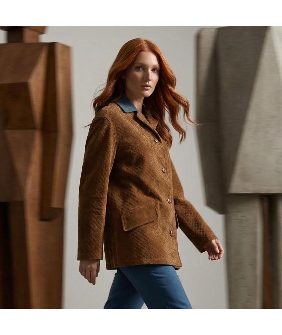 GUCCI Коричневая замшевая куртка, фото 8