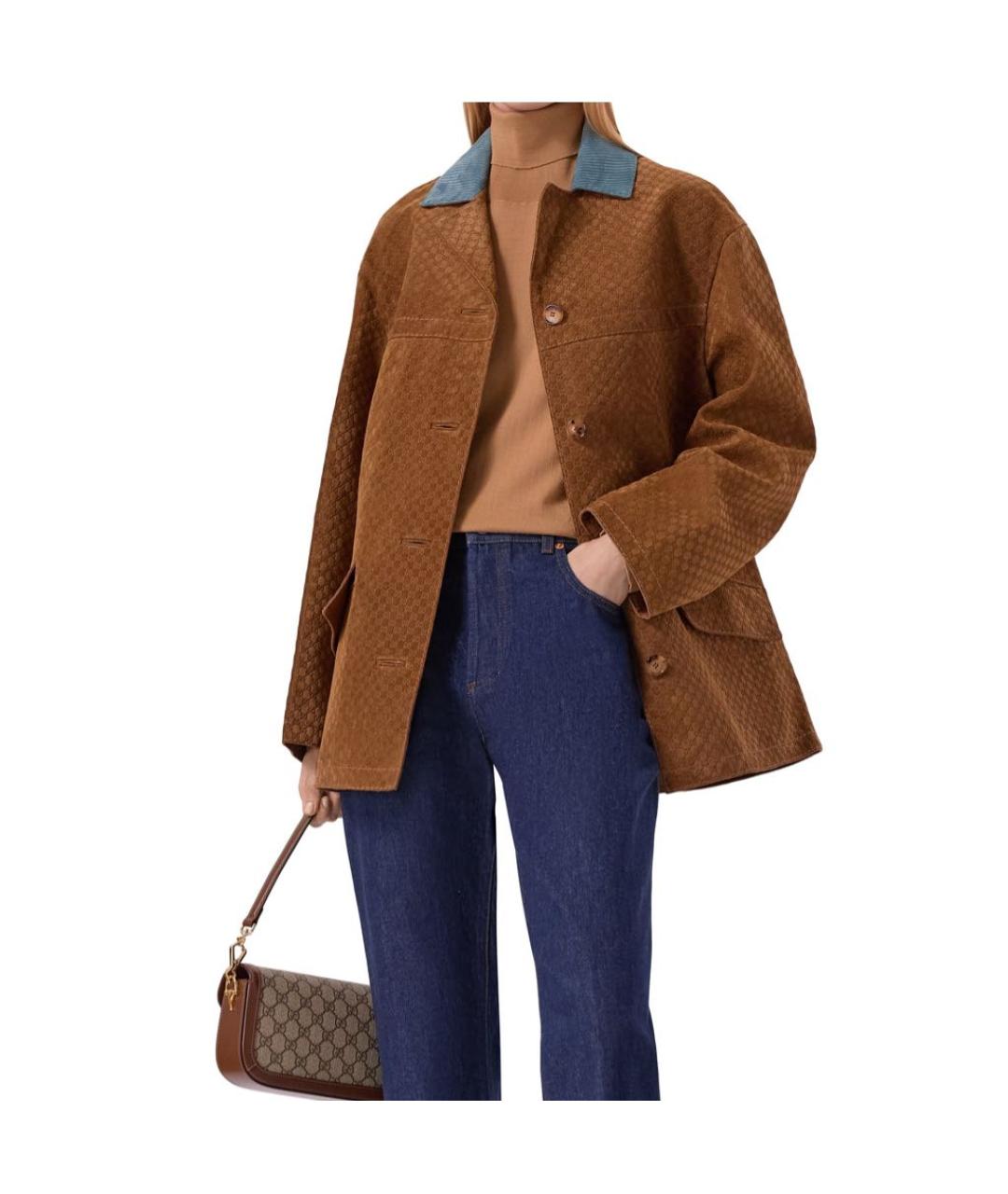 GUCCI Коричневая замшевая куртка, фото 4