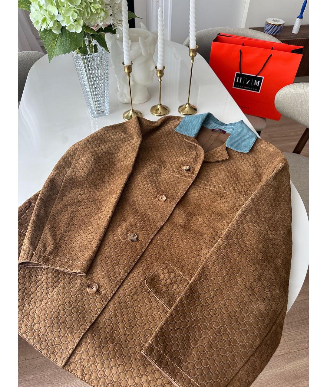 GUCCI Коричневая замшевая куртка, фото 6