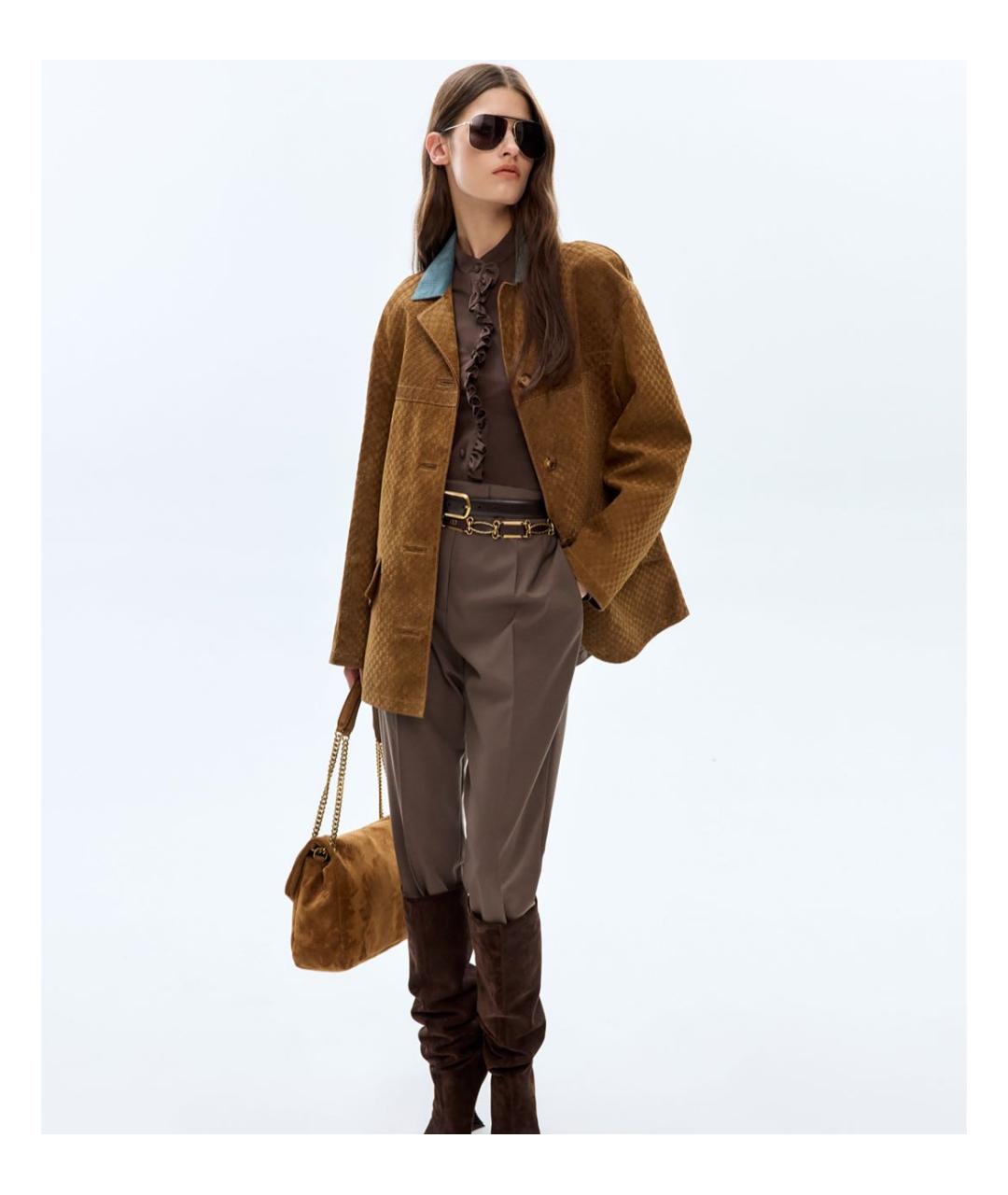 GUCCI Коричневая замшевая куртка, фото 5