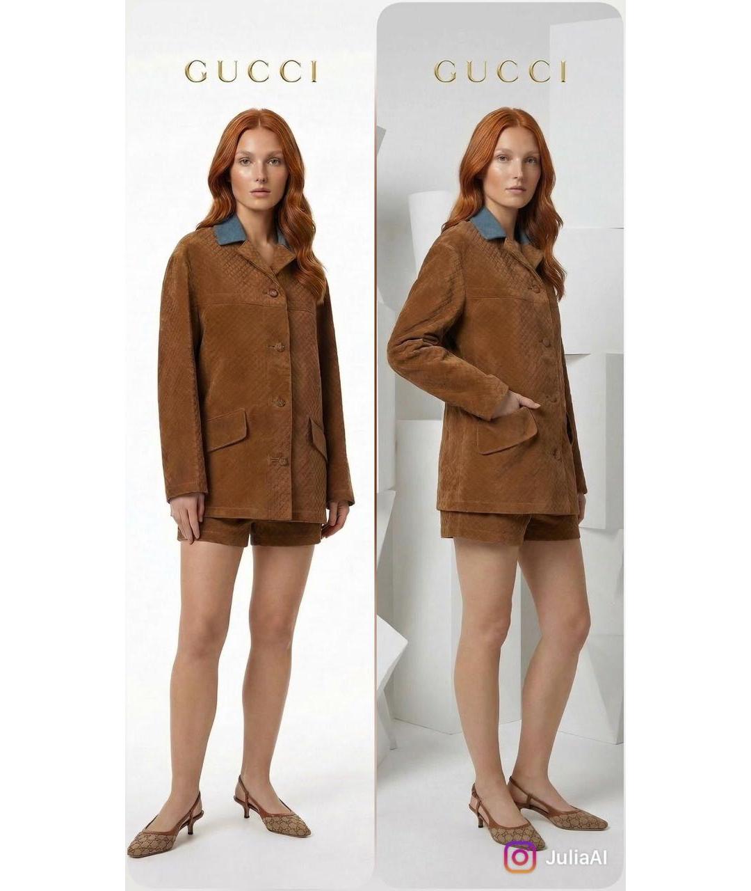 GUCCI Коричневая замшевая куртка, фото 2