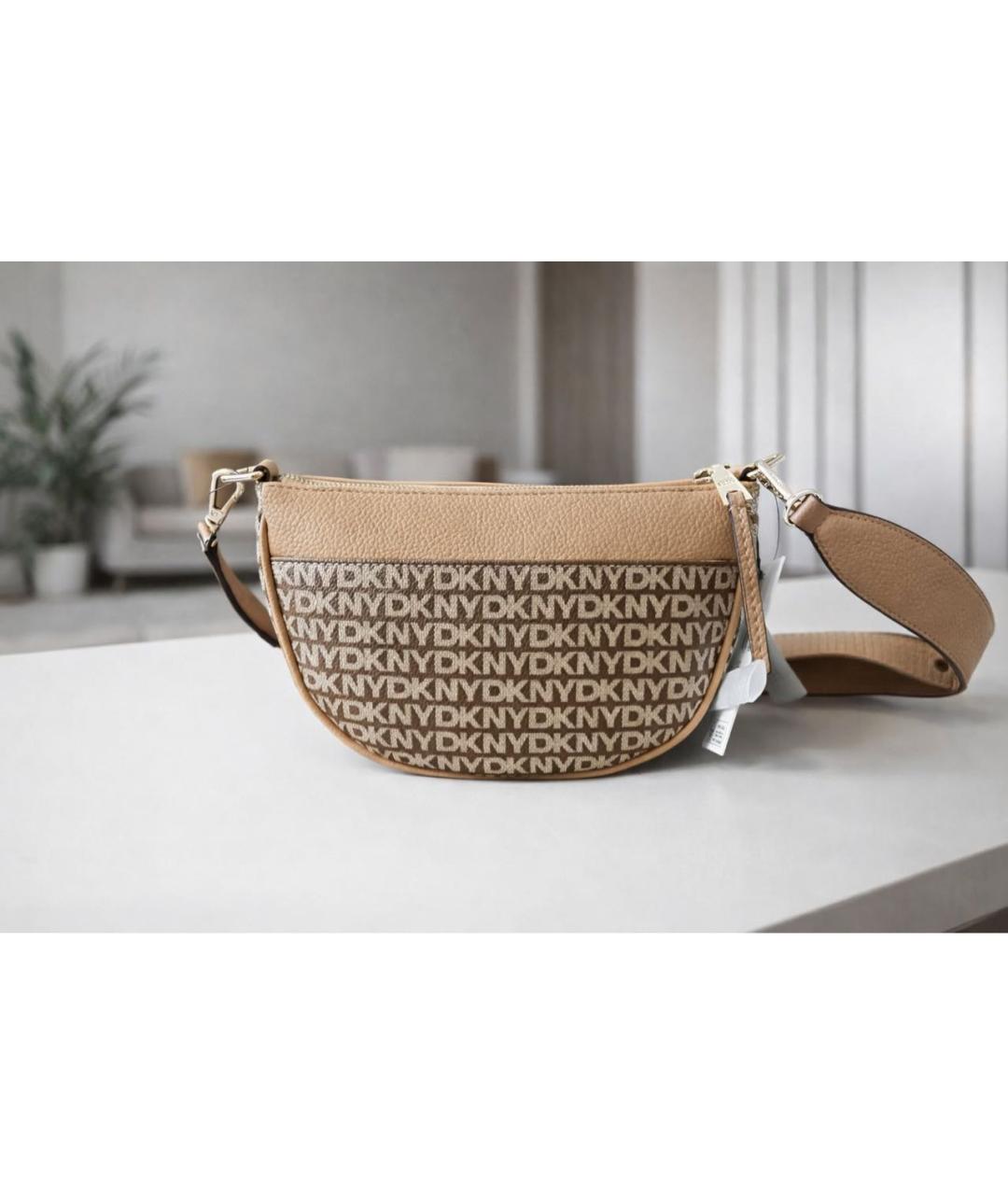 DKNY Бежевая сумка через плечо из искусственной кожи, фото 2