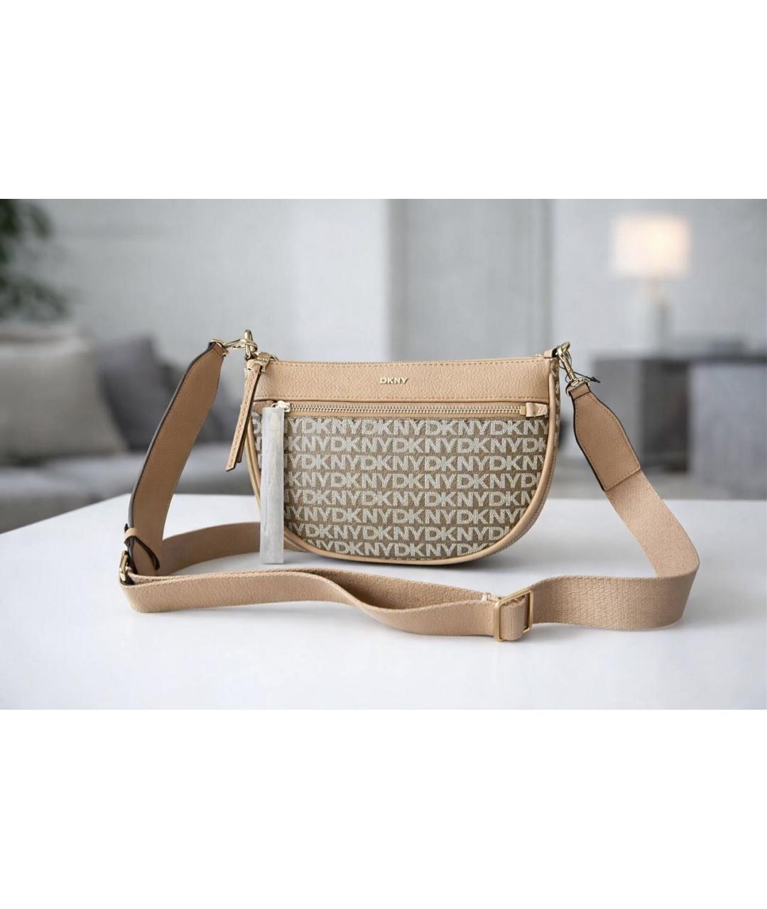 DKNY Бежевая сумка через плечо из искусственной кожи, фото 9
