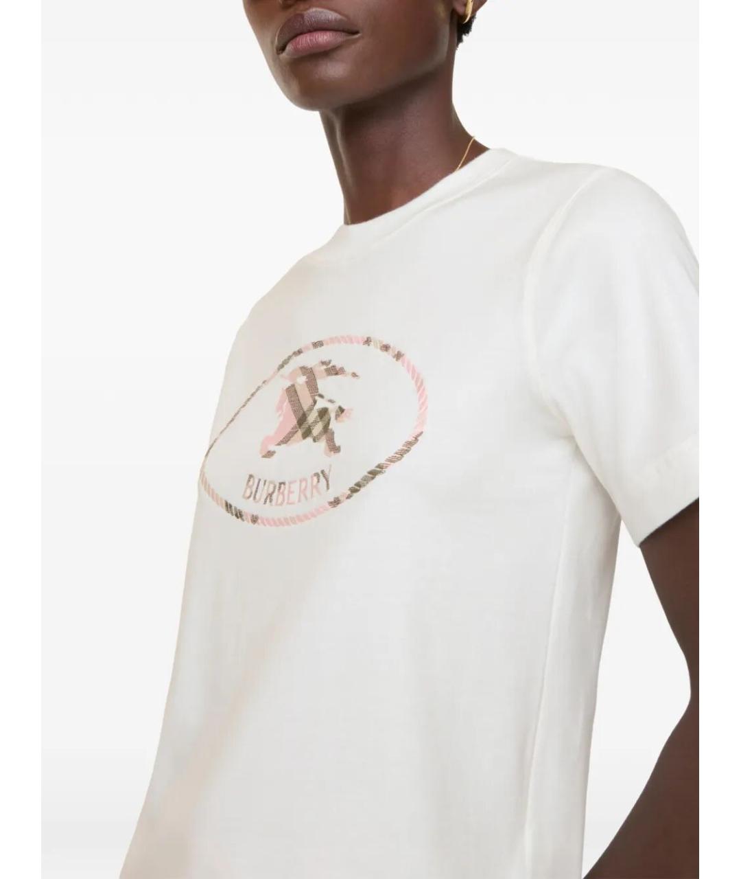 BURBERRY Белая хлопковая футболка, фото 3