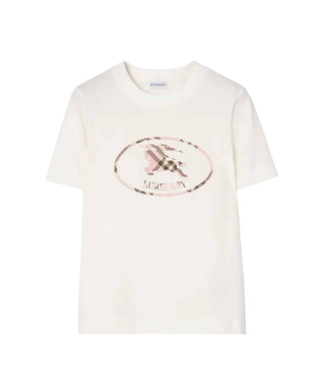 BURBERRY Белая хлопковая футболка, фото 1