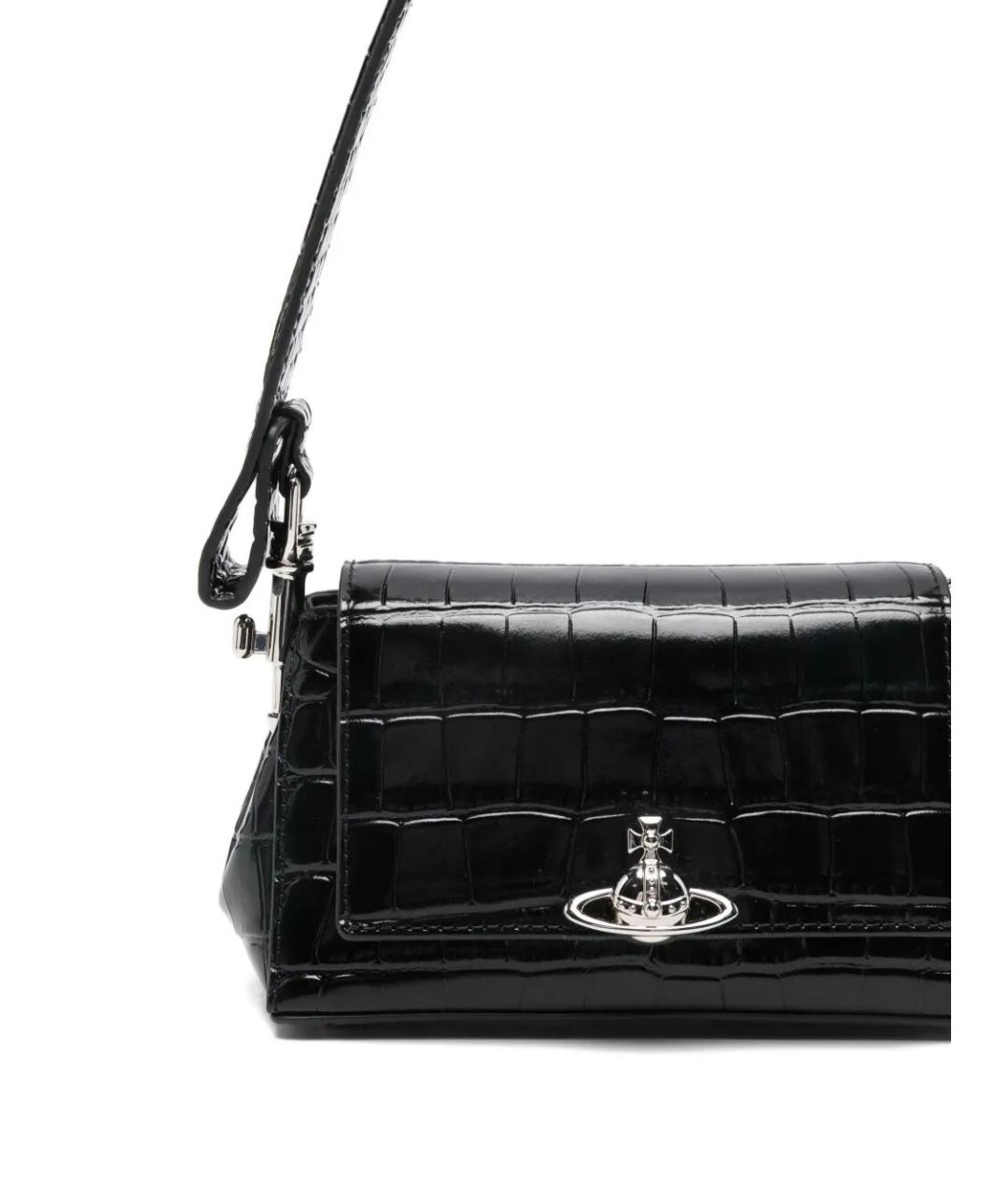 VIVIENNE WESTWOOD Черная кожаная сумка через плечо, фото 4