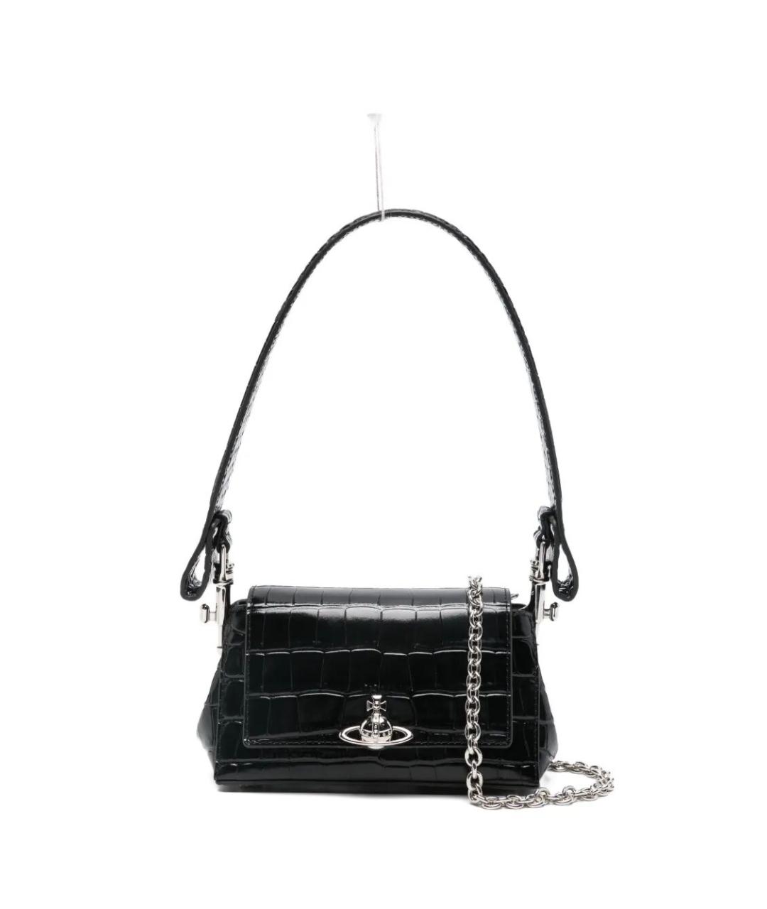 VIVIENNE WESTWOOD Черная кожаная сумка через плечо, фото 1